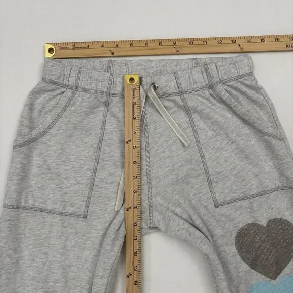 Vintage Victoria's Secret PINK Gray Wide Leg Heart and Peace Sign Sweatpants XS - Picture 10 of 12